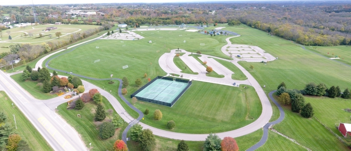 aerial view of park