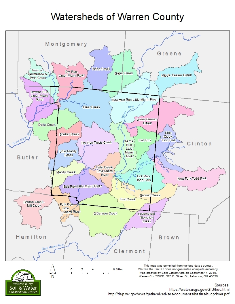 Map of Watersheds in Warren County